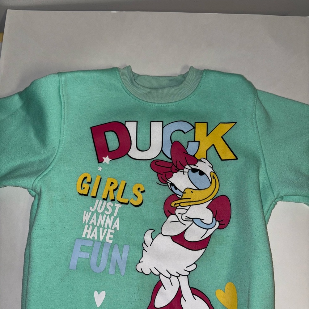 Disney Mint Green Duck Girls Sweatshirt